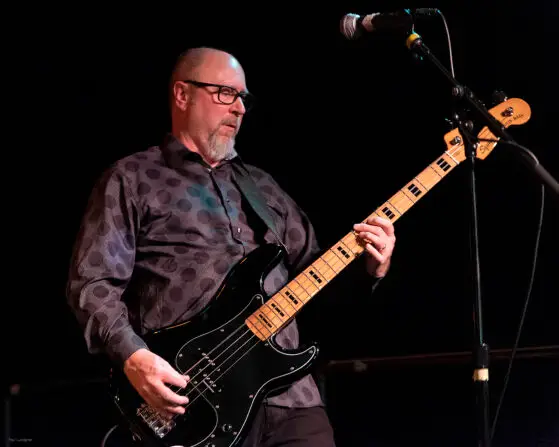 Steve Olson playing his bass.